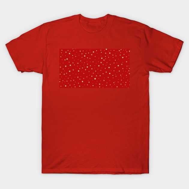 Christmas gold star pattern. Minimalistic Christmas pattern. Silent night pattern. Christmas starry snowflakes in minimalist style. T-Shirt by ChrisiMM